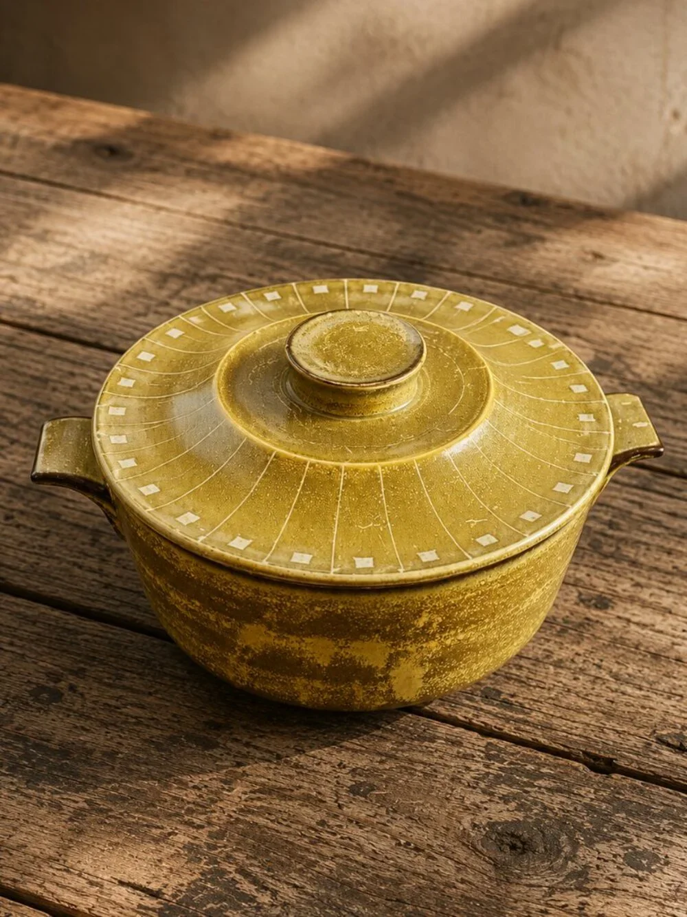 Vintage Hand Crafted Stoneware Casserole Dish Kasuga Showa Japan Oven Proof